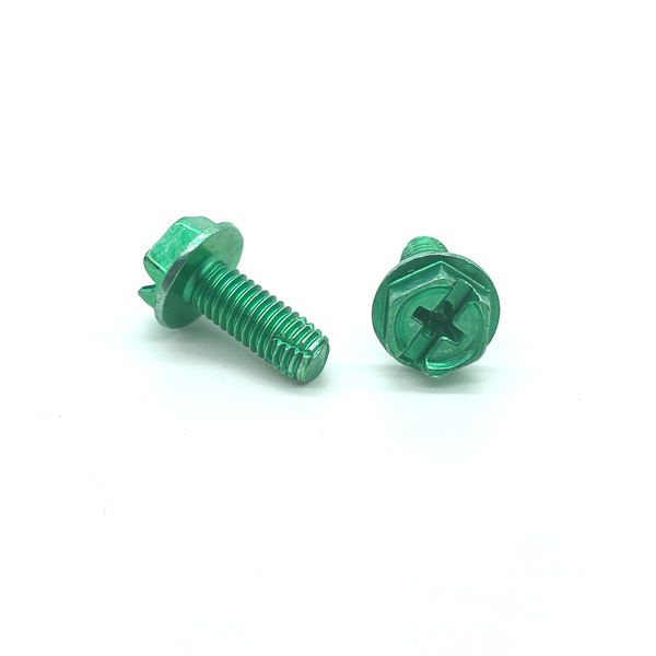 1032X12GGSTFJ 10-32 X 1/2 HEX WASHER HEAD SLOT/PHIL COMBO TYPE F THREAD CUTTING SCREW GREEN ZINC